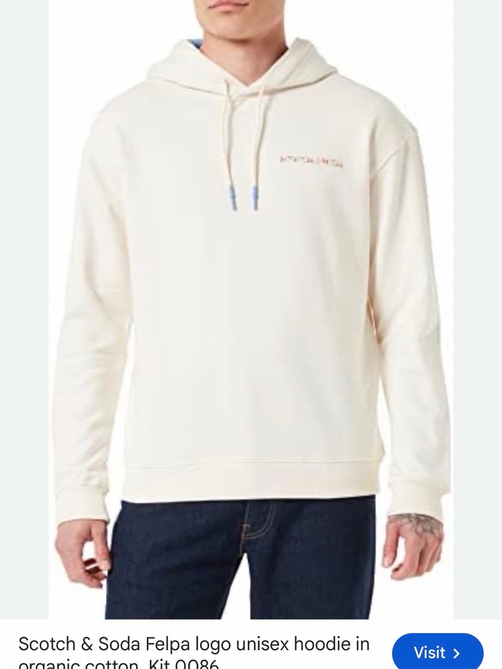 Scotch & Soda Cream Pullover Hoodie with Subtle Logo Detail